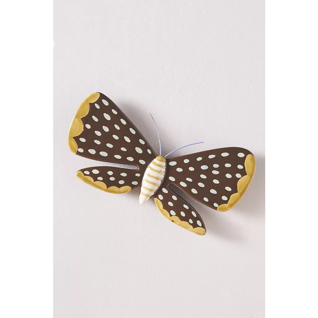 Sculpted Luna Moth Ceramic Wall Art Charm