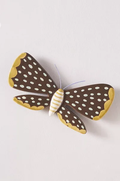 Sculpted Luna Moth Ceramic Wall Art Charm