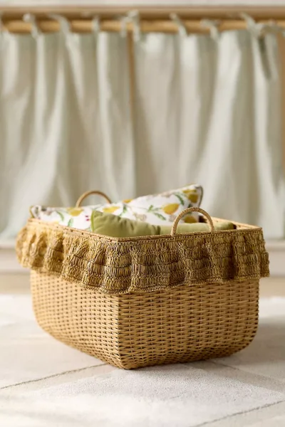 Estelle Ruffle Rattan Hamper 2