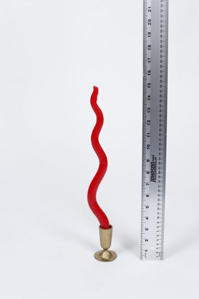 Red Wavy Taper Candle