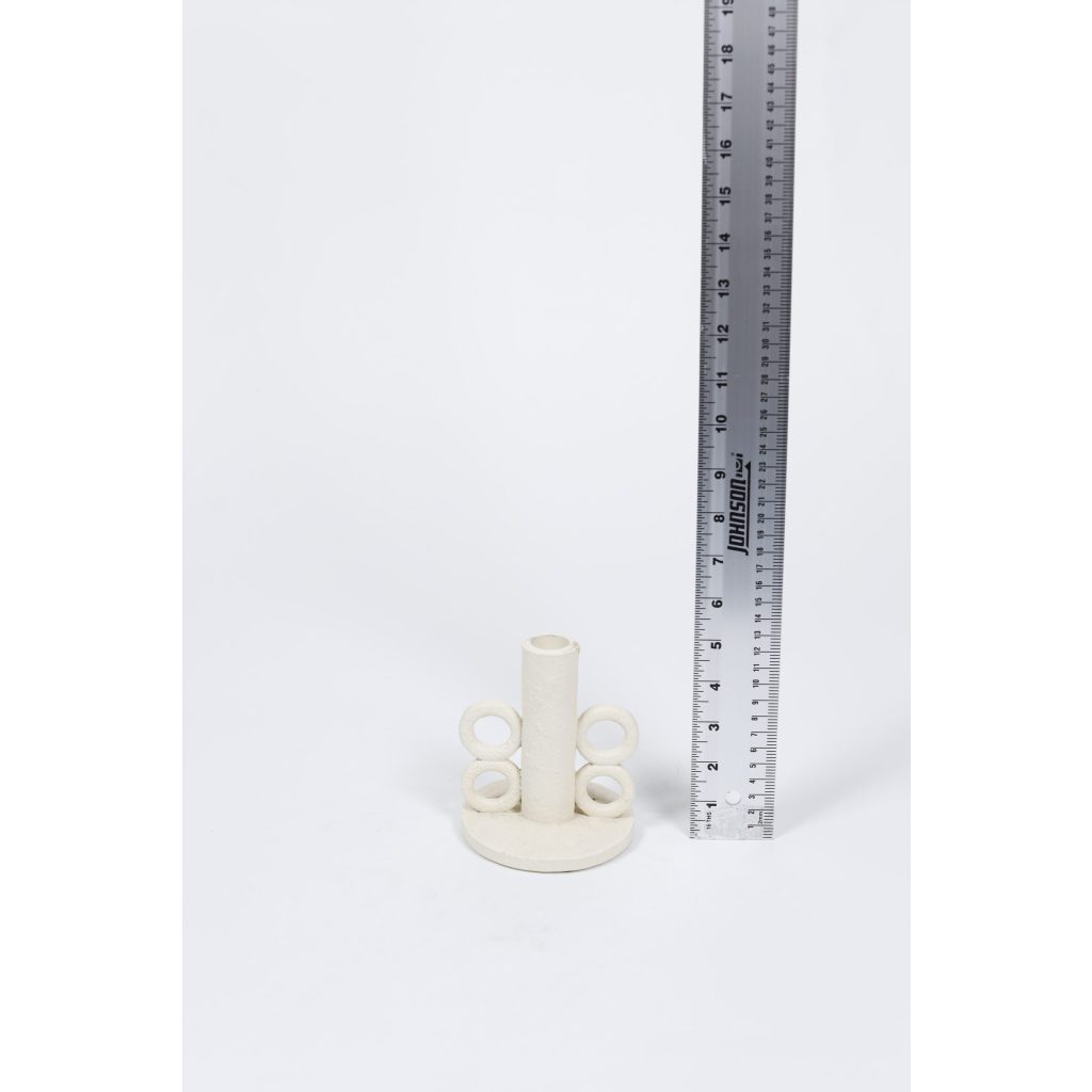 White Resin Candleholder 5″