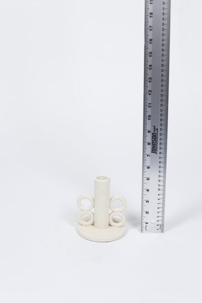 White Resin Candleholder 5″