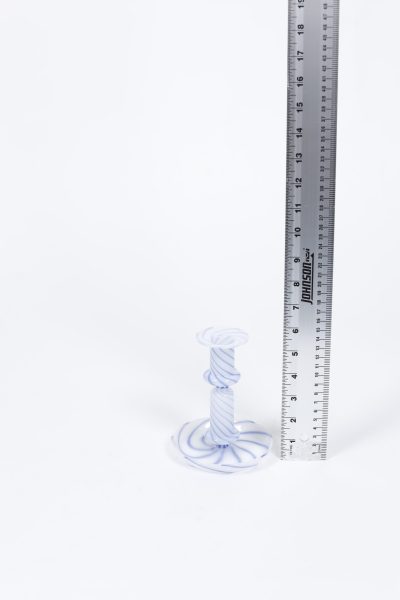 Blue Glass Swirl Candleholder 6″