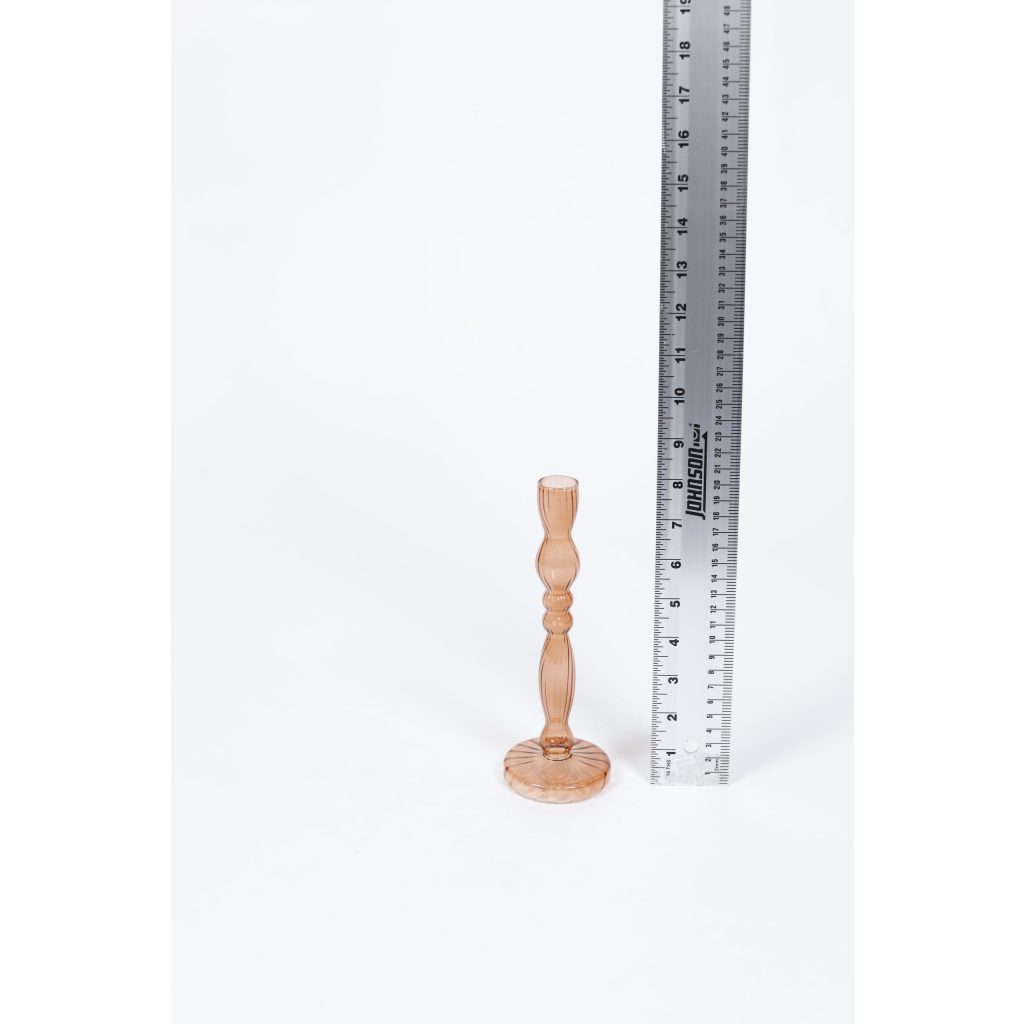 Peach Glass Candleholder 8″