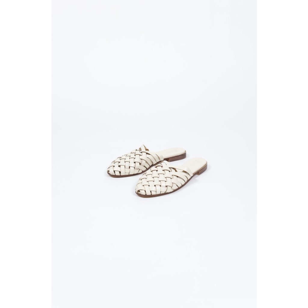 Find Cream Women’s Leather Weaved Flats
