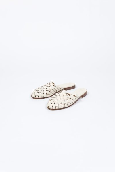 Find Cream Women's Leather Weaved Flats
