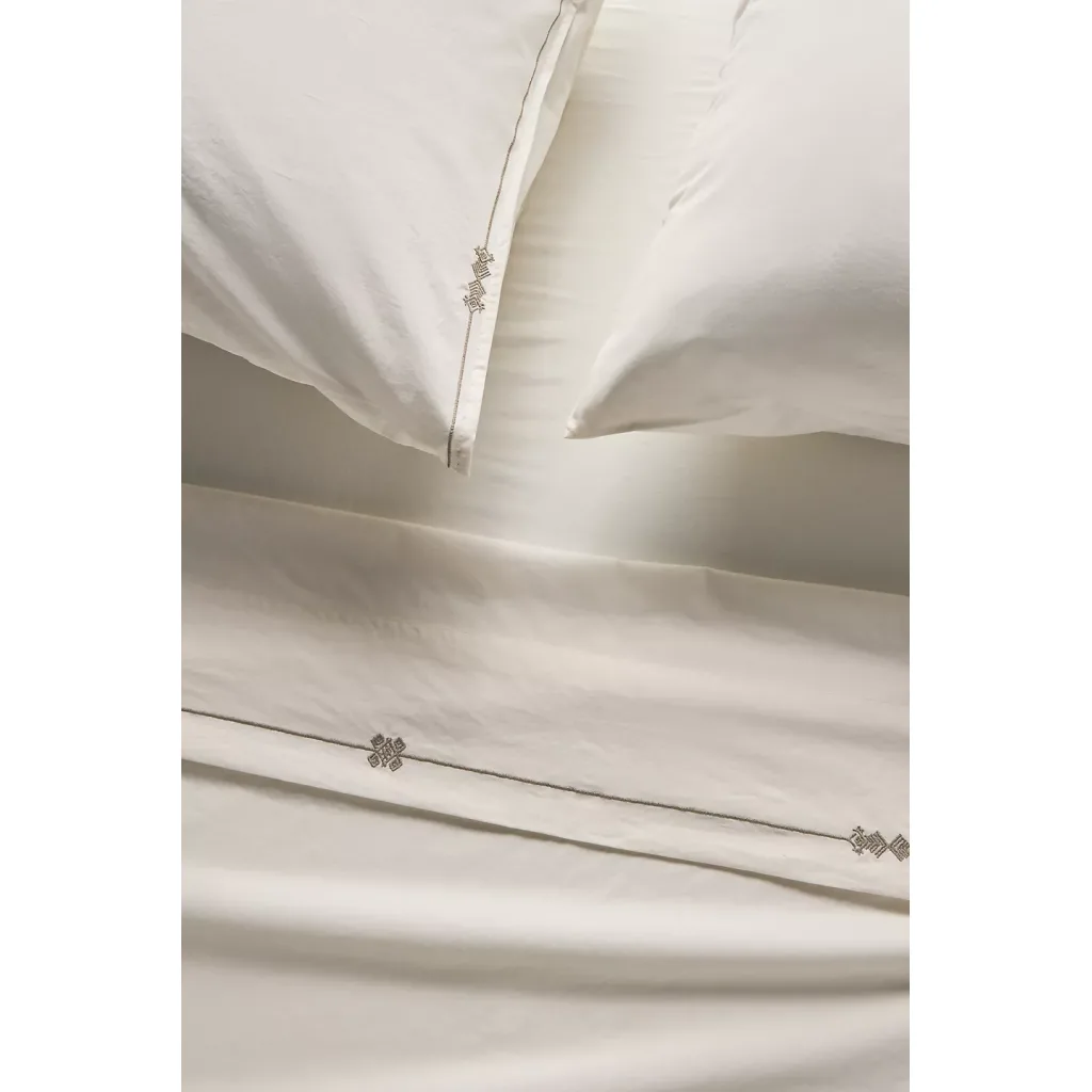 Taylor Organic Cotton Percale Embroidered Sheet Set​