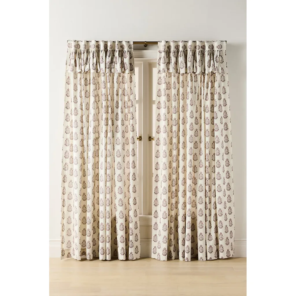 Evita Cotton Printed Valence Curtain, 4 Panels