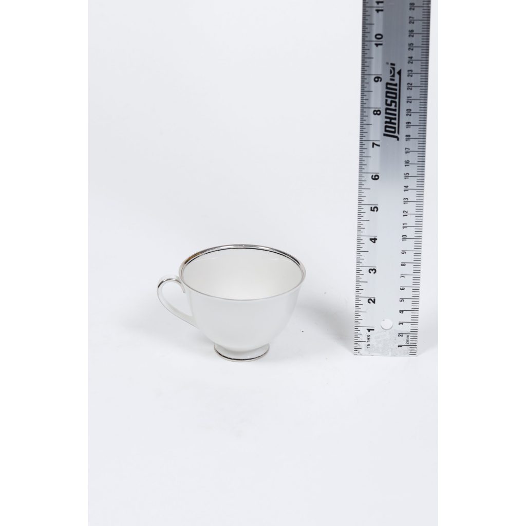White Teacup Silver Edge
