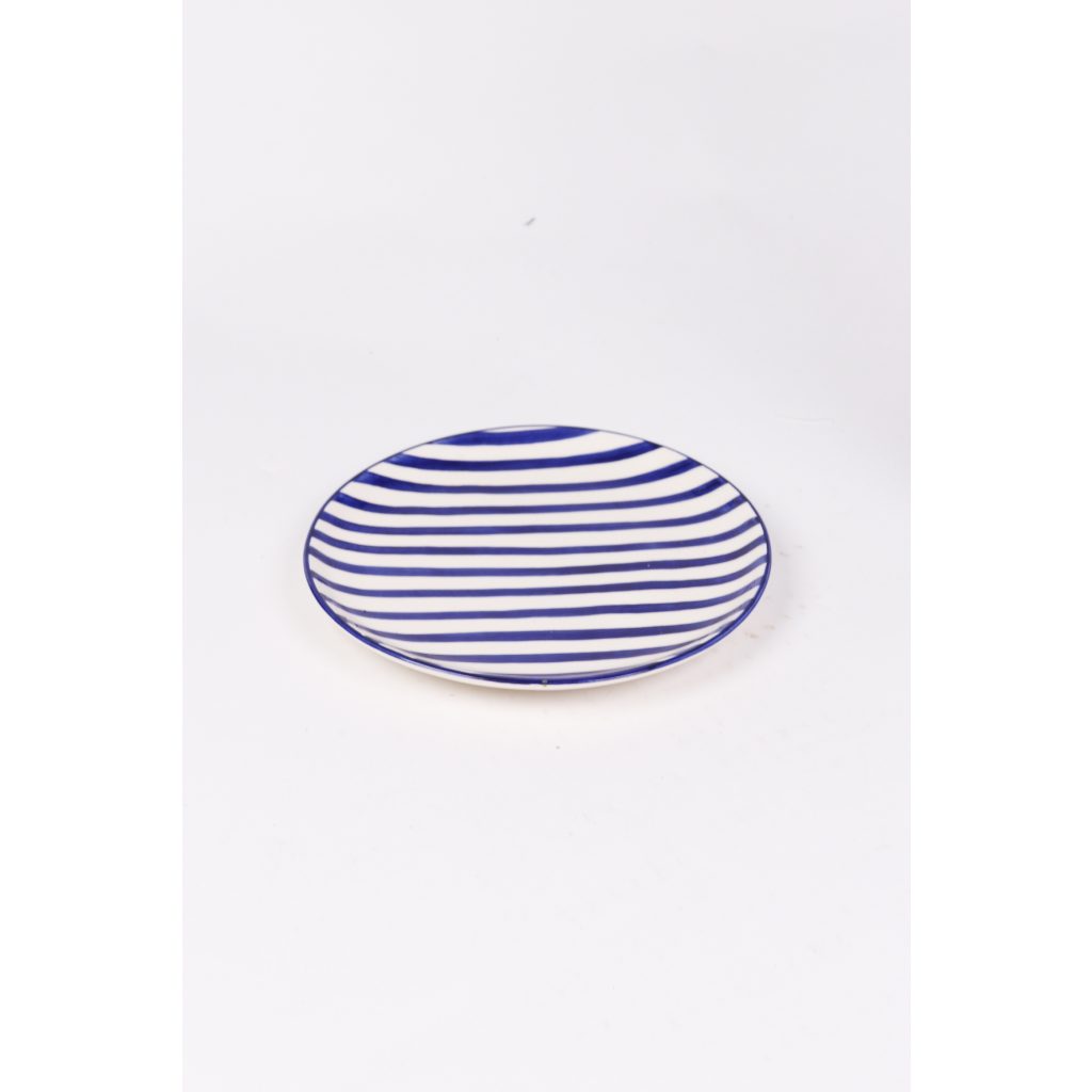 Dark Blue Striped Blue Saucer
