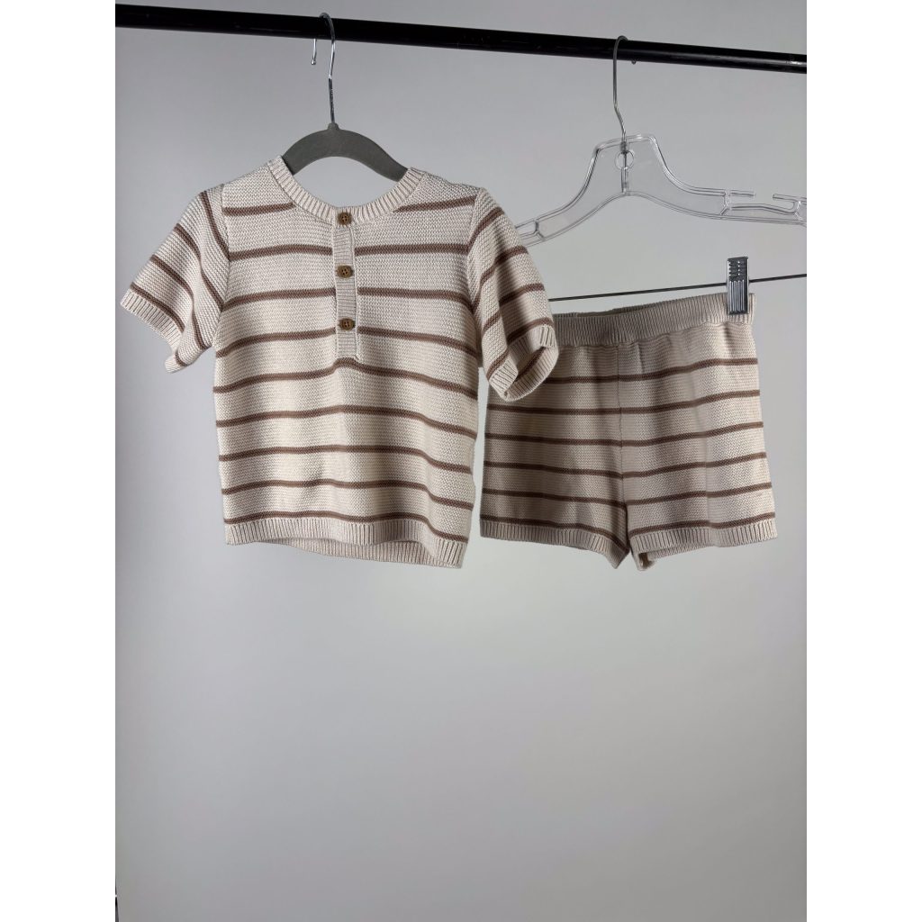 Baby 12M Striped Beige Set