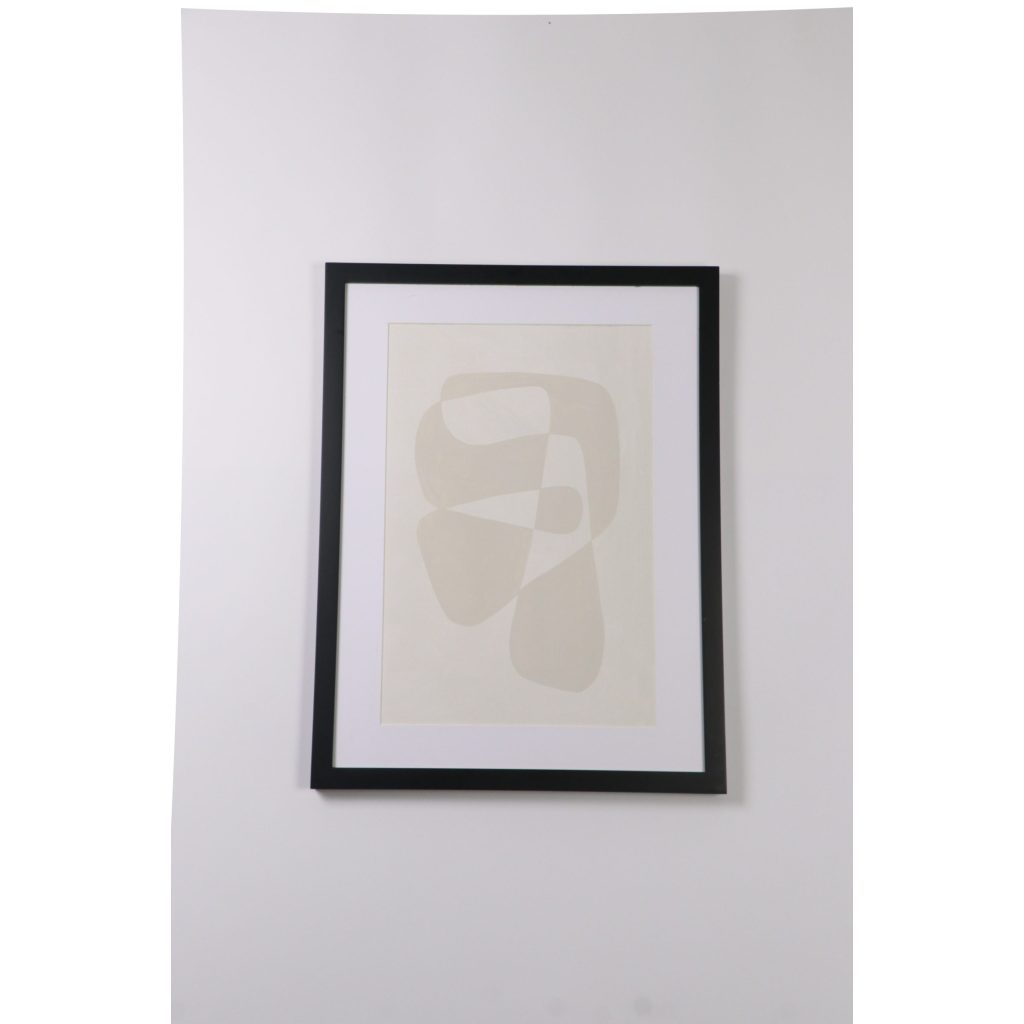 Beige Abstract Black Frame Wall Art