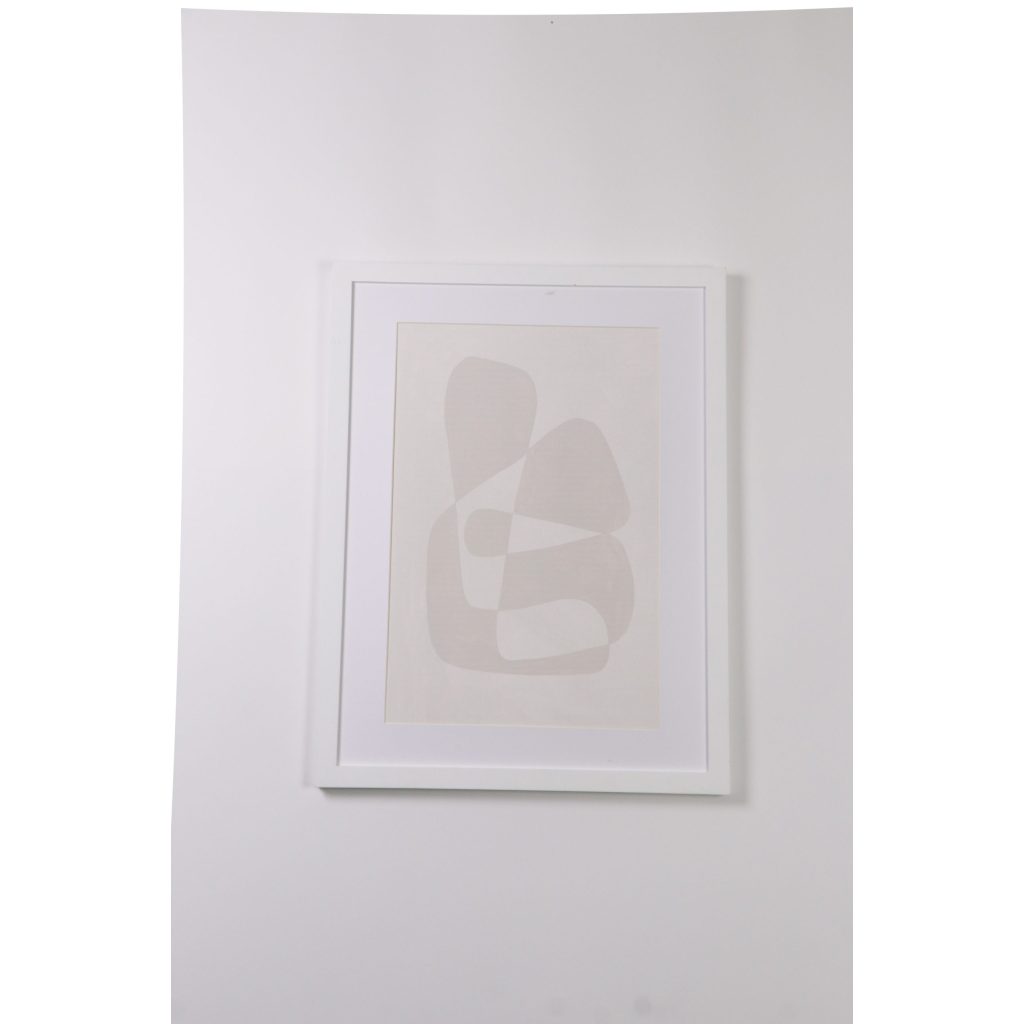 Beige Abstract White Frame Wall Art