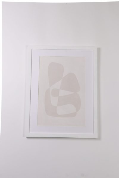 Beige Abstract White Frame Wall Art