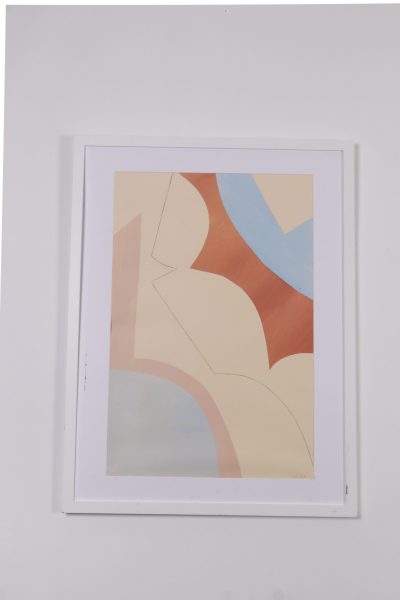 Beige Pink Blue Coral Abstract Shapes Wall Art
