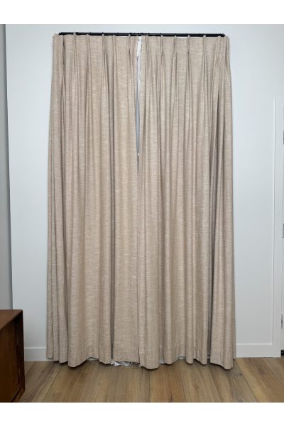 Blackout Tan Linen Curtains 96” (2 Panels)