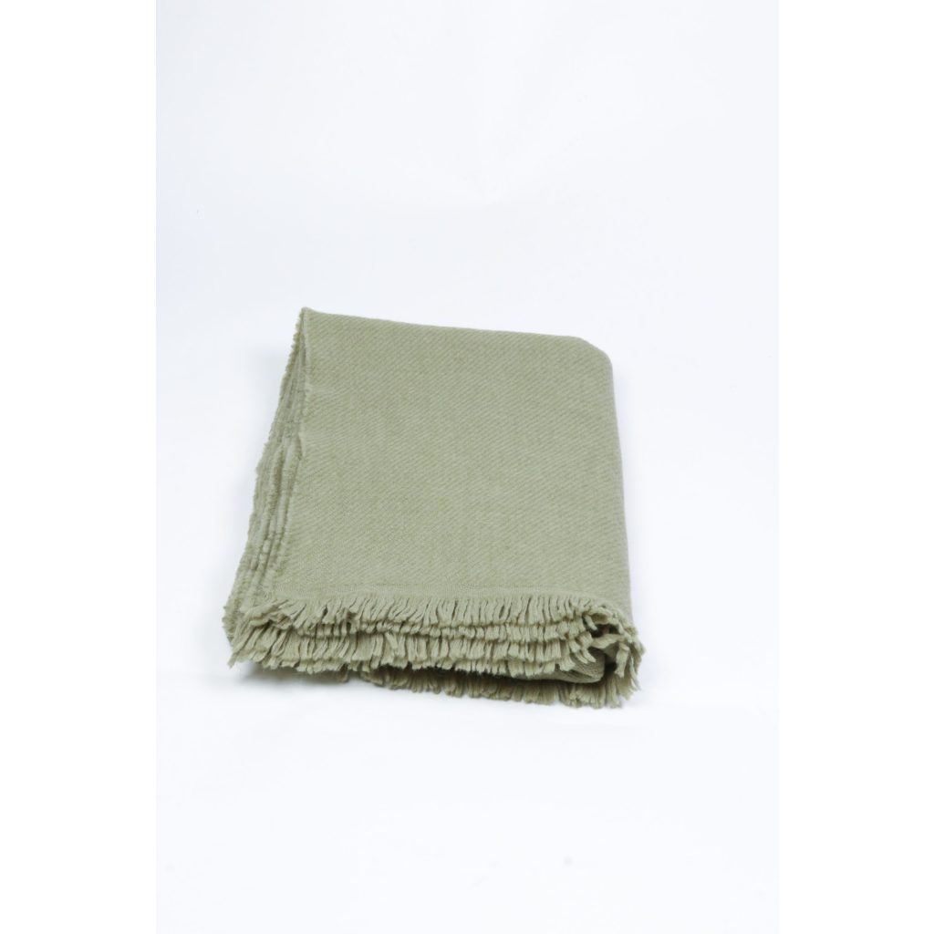 Olive Thin Tassels Throw Blanket