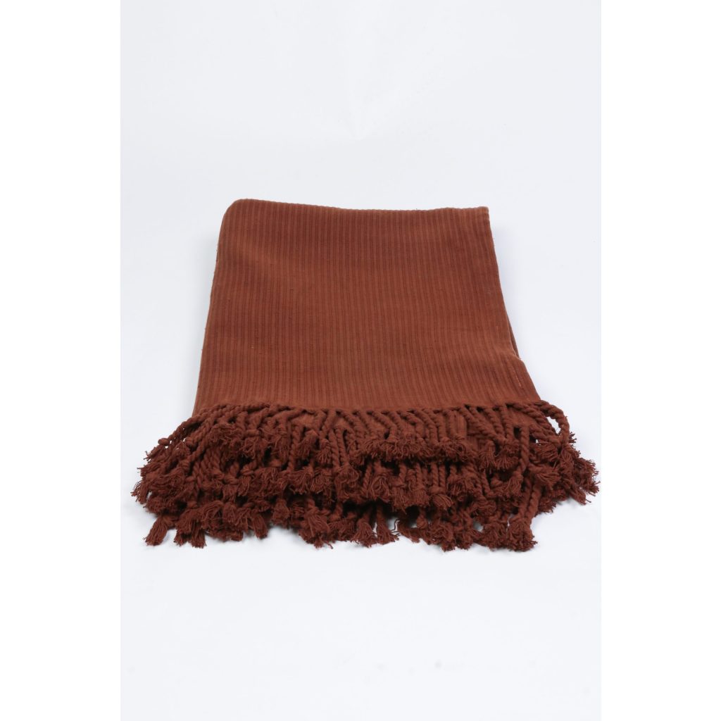 Reddish Brown Tassel Throw Blanket
