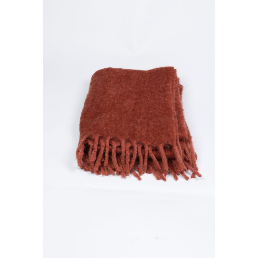 Rust Wool Throw Blanket