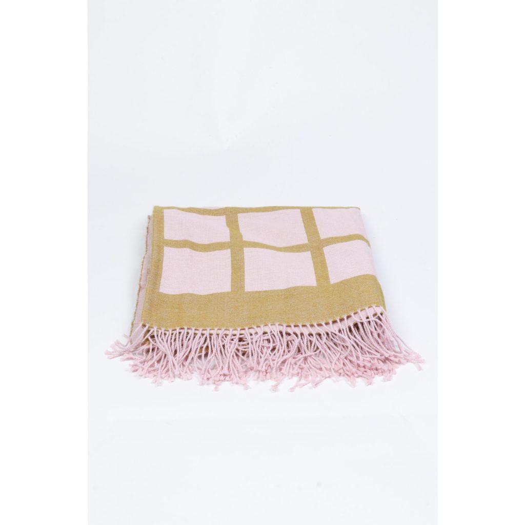 Yellow and Pink Squares Throw Blanket