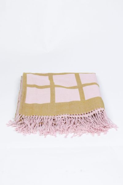 Yellow and Pink Squares Throw Blanket