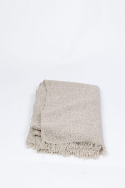 Beige Frayed Edge Throw Blankets