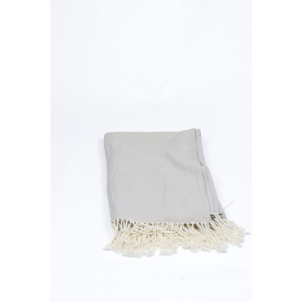 Beige and Cream Mixed Thread Throw Blanket
