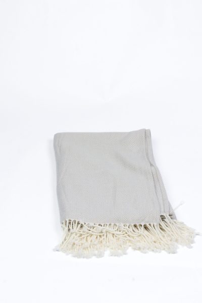 Beige and Cream Mixed Thread Throw Blanket