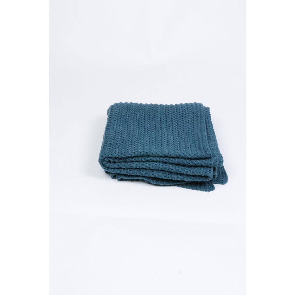 Blue Knit Throw Blanket