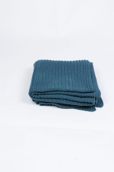 Blue Knit Throw Blanket