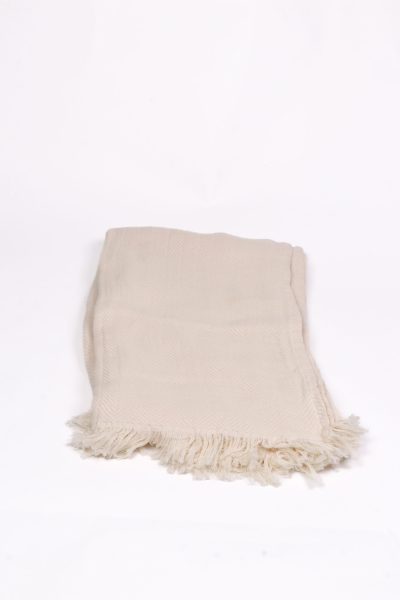 Cream Chevron Fringe Edge Throw Blanket