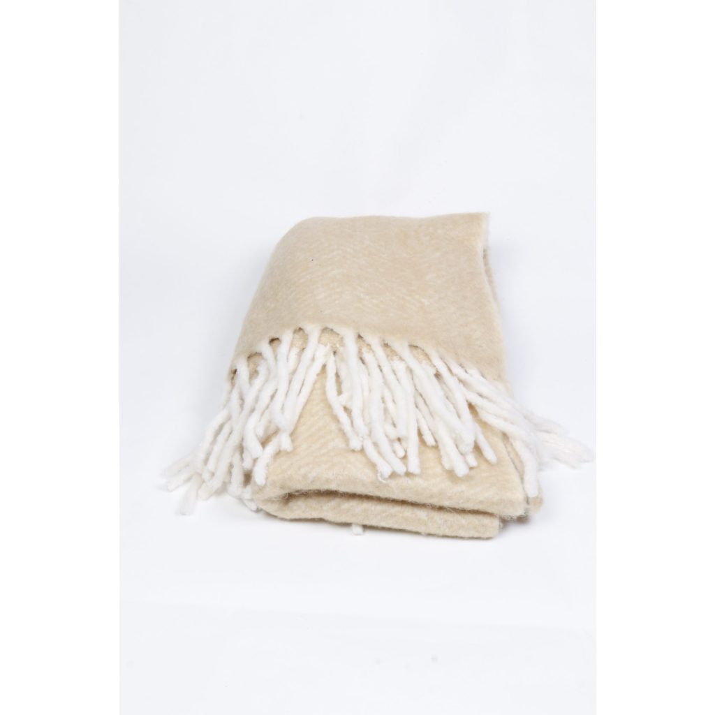 Dark Cream with Tassels Thick Throw Blanket