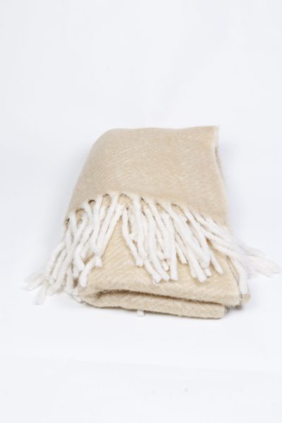 Dark Cream with Tassels Thick Throw Blanket