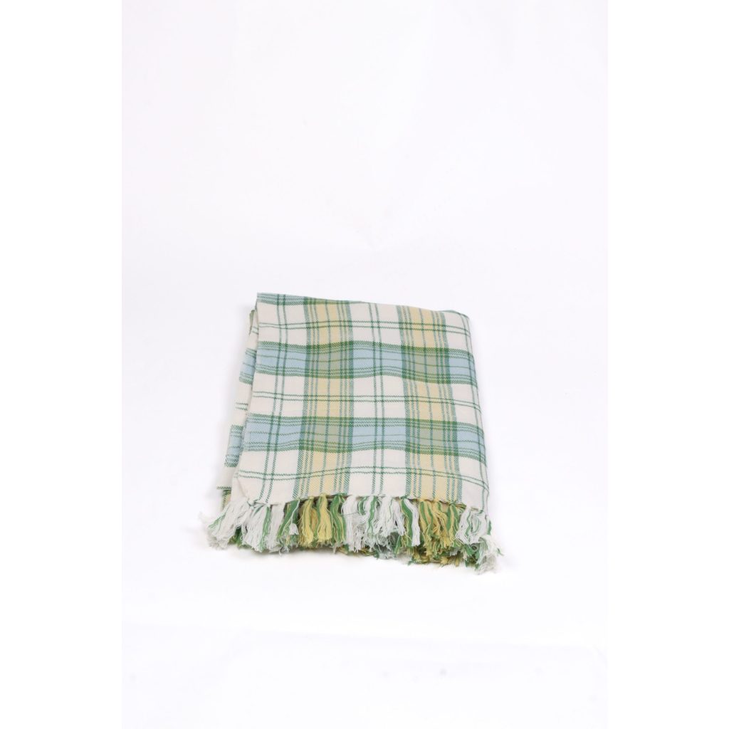 Morris & Co Green and Yellow Gingham Throw Blankets