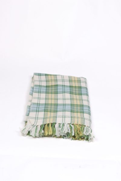 Morris & Co Green and Yellow Gingham Throw Blankets