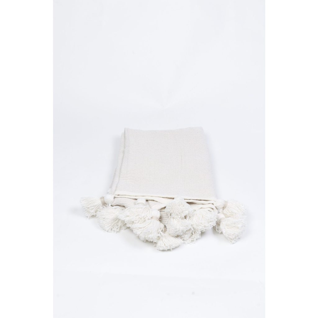 Cream with Tassels Throw Blanket