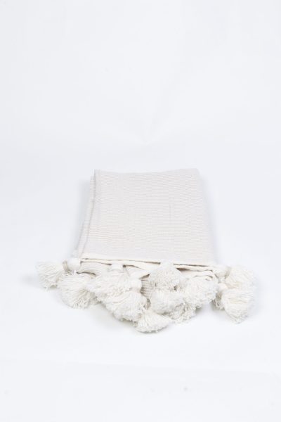 Cream with Tassels Throw Blanket