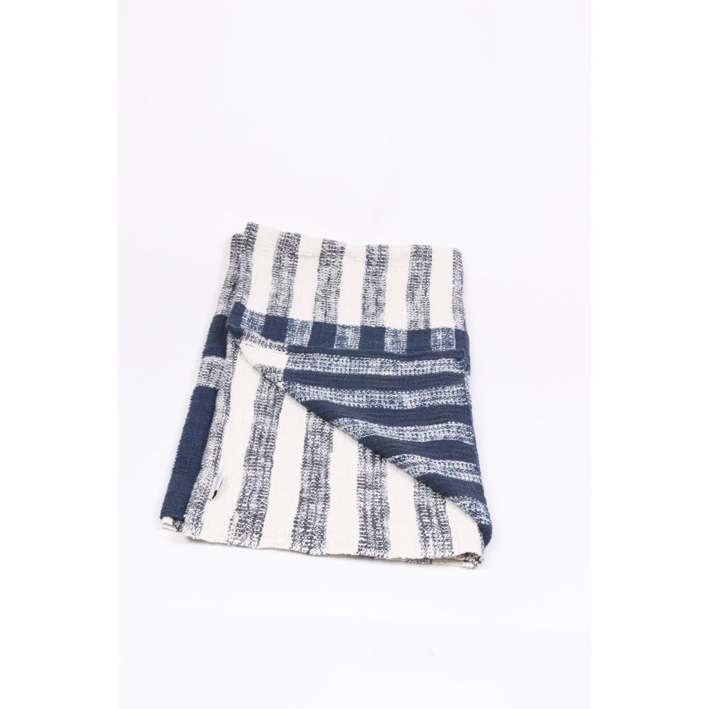 White and Blue Striped Throw Blanket