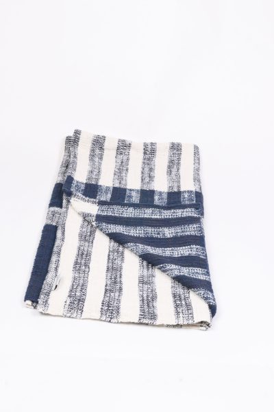 White and Blue Striped Throw Blanket