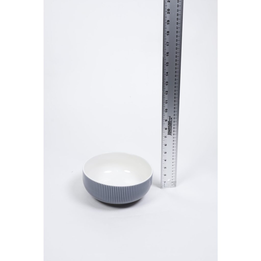 Dark Gray and White Striped Bowl