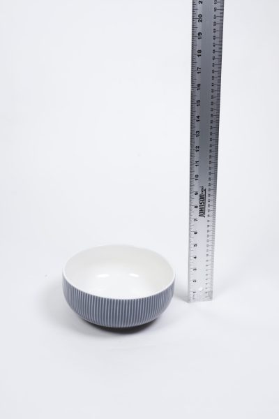 Dark Gray and White Striped Bowl