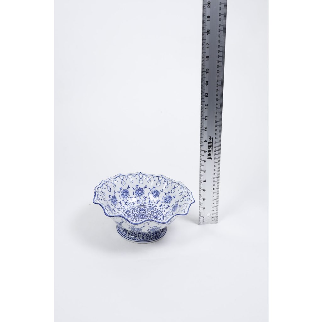 White and Blue Floral Bowl