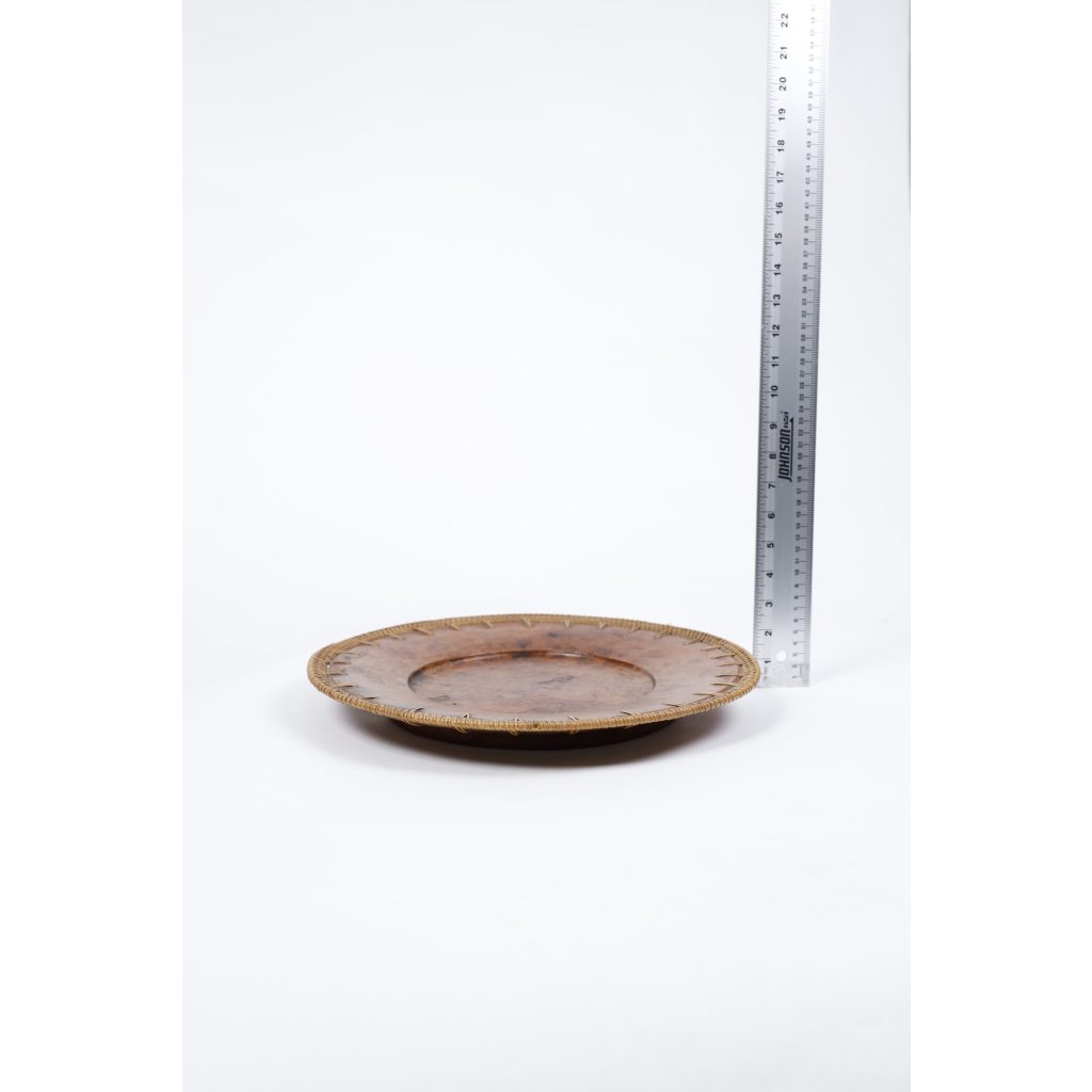 Brown Serving Plate with Sewn Edges