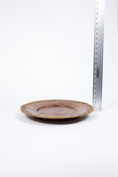 Brown Serving Plate with Sewn Edges