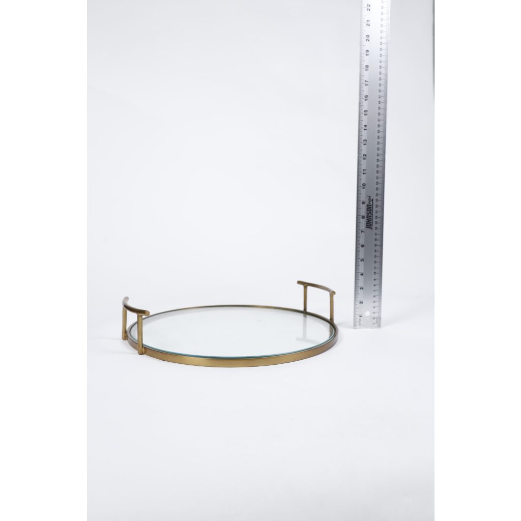 Glass Circle Tray with Gold Rim