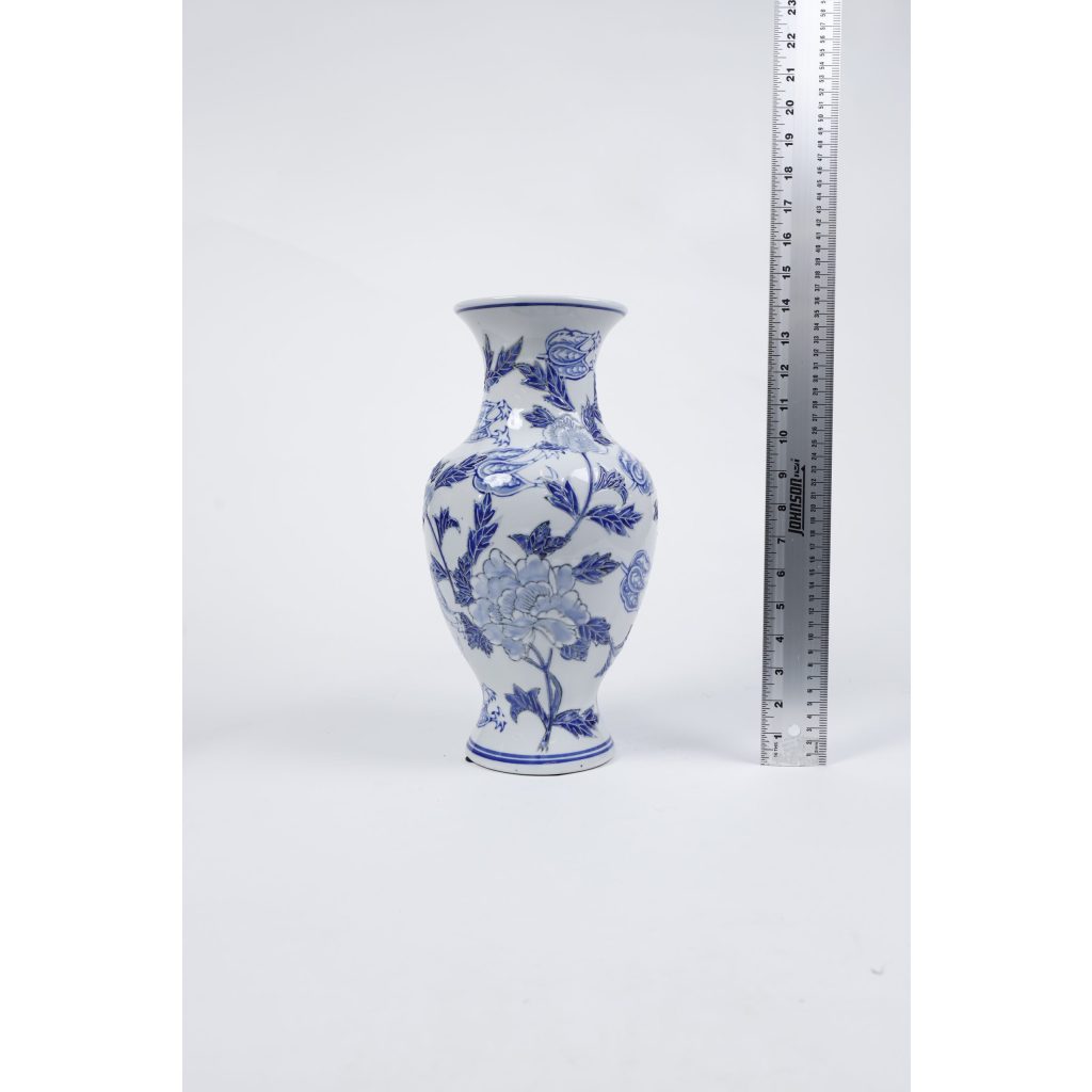 White and Blue Floral Vase