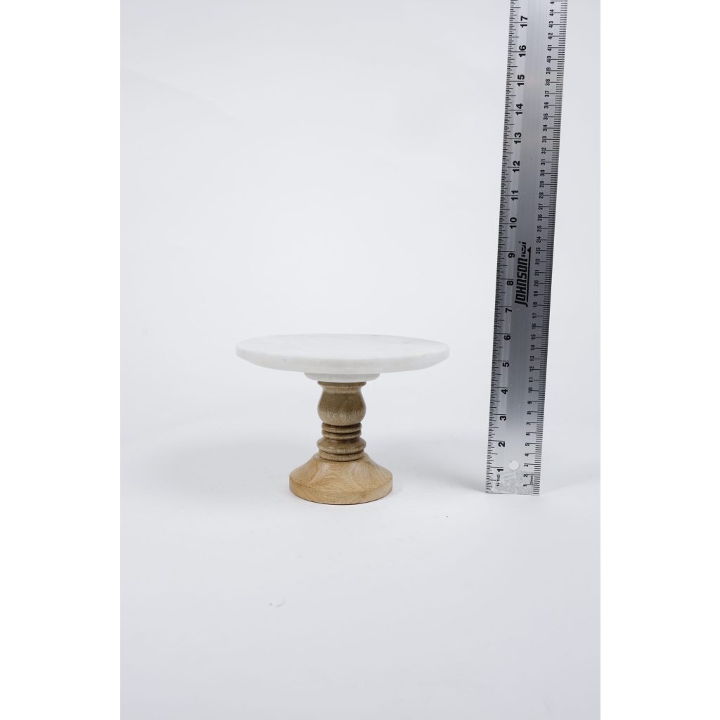 Marble and Wood Cake Stand