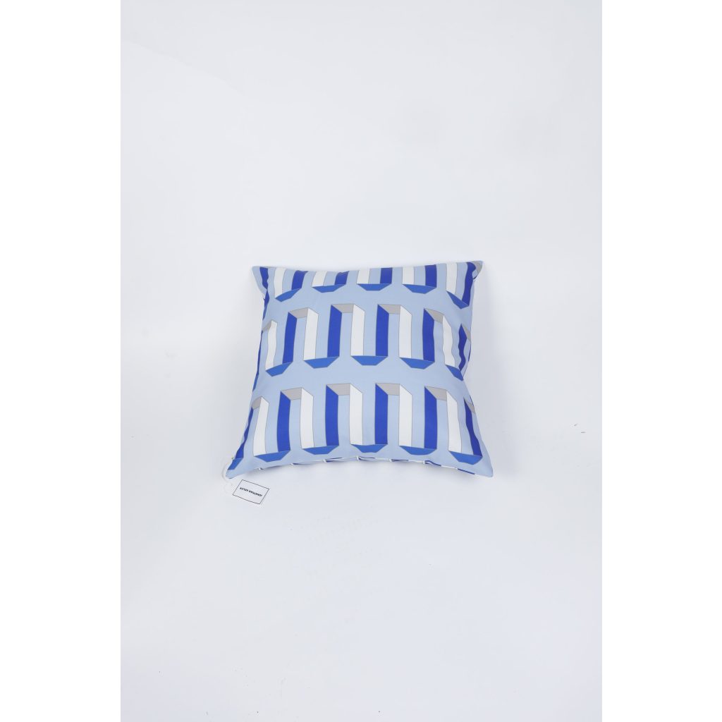 Blue Geometric Satin Pillow
