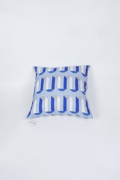 Blue Geometric Satin Pillow
