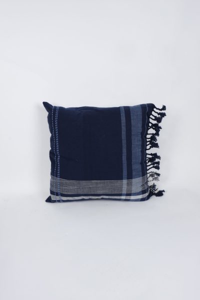 Blue Linen Plaid Pillow